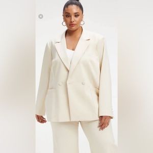 NWT Good American double breasted Blazer 2.0 bone ivory boss jacket career